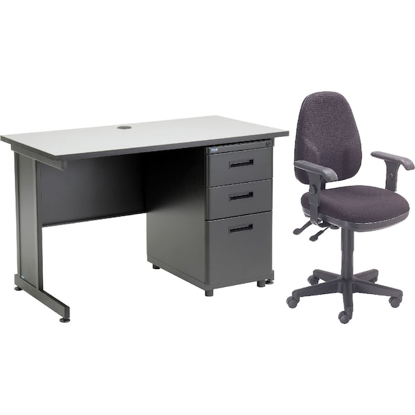 Interion By Global Industrial Office Desk Kit, 24 in D X 30 in H, 48 in W X 670078GY-B1 - main